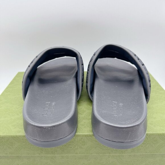 GUCCI Mens GG LOGO Ripstop Monogram Gray Slides Sandals 771466 Men UK 12 US 12.5 - Picture 9 of 16